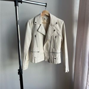 Topshop Women’s Off-White Faux Leather Moto Jacket